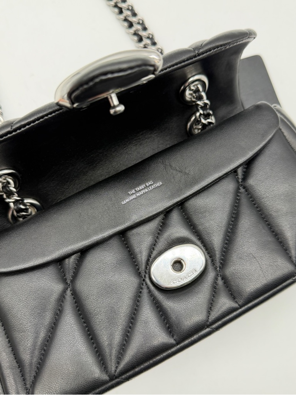 COACH Tabby 20 quilted leather mini convertible shoulder crossbody bag -BLACK - Picture 12 of 14
